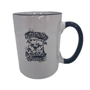 American Bulldog My Bully Dog Large Coffee Mug Ceramic Black & White New 14oz